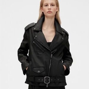 NWT Gap Studio Coated Denim Moto Jacket